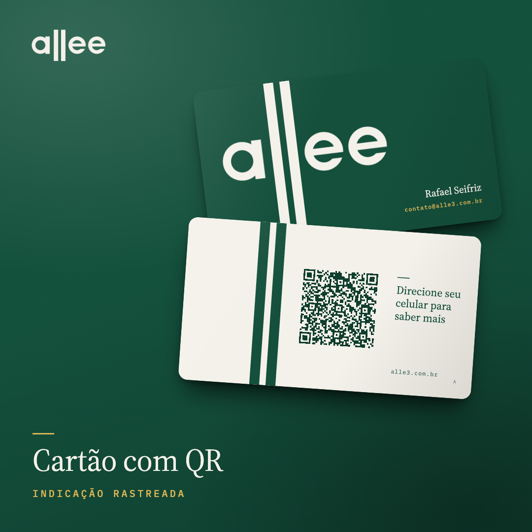 Cartão com QR da allee: frente e verso